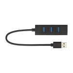 USB Hub kompatibel mit USB 3.1 Gen 1 mit 4 Ports zum Verschenken farbe schwarz dritte Ansicht