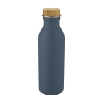 Schlichte Edelstahlflasche mit Deckel aus Bambus, BPA-frei, 650 ml farbe petrolblau