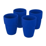 Set mit 4 stapelbaren Bechern aus Keramik für Büro bedruckt, 280 ml farbe blau dritte Ansicht