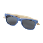 Sonnenbrille im Retro-Design mit Bambusbügel, UV400-Schutz farbe blau zweite Ansicht