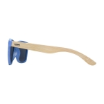 Sonnenbrille im Retro-Design mit Bambusbügel, UV400-Schutz farbe blau Seitenansicht