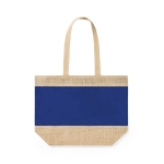 Laminierte Strandtasche aus Jute mit verstärkten Henkeln farbe marineblau erste Ansicht