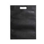 Recycelte Non-Woven-Werbetaschen mit Bodenfalte bedruckt, 70 g/m2 farbe schwarz erste Ansicht