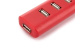 USB Hub im minimalistischen Design mit 4 Ports 2.0 bedrucken farbe rot vierte Ansicht