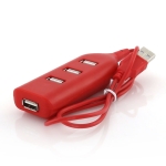 USB Hub im minimalistischen Design mit 4 Ports 2.0 bedrucken farbe rot sechste Ansicht