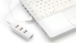 USB Hub im minimalistischen Design mit 4 Ports 2.0 bedrucken farbe weiß zweite Ansicht