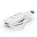 USB Hub im minimalistischen Design mit 4 Ports 2.0 bedrucken farbe weiß vierte Ansicht