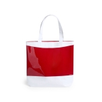 Strandtasche aus robustem PVC in kräftigen Farben mit Logo bedrucken farbe rot erste Ansicht