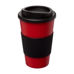 To Go Coffee Becher in Weiß mit farbigem Band mit Logo, 350 ml