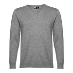 Pulli mit V-Ausschnitt aus Baumwolle und Polyamid 220 g/m2 THC Mailand farbe grau mamoriert