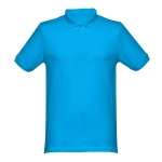 Poloshirt bedrucken aus Baumwolle in vielen Farben, 240 g/m2, THC Monaco farbe cyan-blau