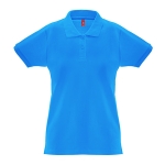 Damen-Poloshirt aus Baumwolle in vielen Farben, 240 g/m2, THC Monaco farbe cyan-blau zweite Ansicht