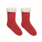 Rote rutschfeste Socken im Weihnachtslook farbe rot zweite Ansicht