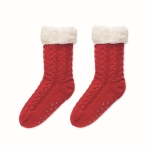 Rote rutschfeste Socken im Weihnachtslook farbe rot dritte Ansicht