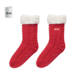 Rote rutschfeste Socken im Weihnachtslook farbe rot Ansicht mit Druckbereich