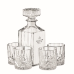 Luxuriöses Set mit 4 Gläser und einer Whiskey-Flasche mit Gravur farbe transparent Hauptansicht