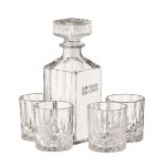 Luxuriöses Set mit 4 Gläser und einer Whiskey-Flasche mit Gravur Ansicht mit Druckbereich