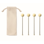 Set mit 4 Rührstäbchen aus Edelstahl für Cocktailset farbe gold zweite Ansicht