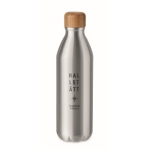 Aluminiumflasche mit Bambusdeckel als Werbemittel, 550 ml farbe mattsilber Hauptansicht