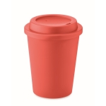 Doppelwandiger Coffee To Go Becher mit Logo bedrucken, 300 ml farbe rot