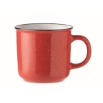 Keramik-Tasse im Vintage-Stil mit gesprenkelter Oberfläche, 400 ml farbe rot