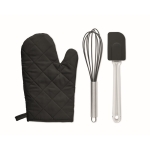 Backset mit bedruckbarem Handschuh, Schneebesen und Spatel farbe schwarz