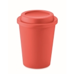 Doppelwandiger Becher To Go aus Kunststoff mit Logo, 300 ml farbe rot