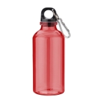 Recycelbare transparente Flasche mit Karabinerhaken, 400 ml farbe rot erste Ansicht