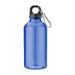 Recycelbare transparente Flasche mit Karabinerhaken, 400 ml farbe ultramarinblau erste Ansicht