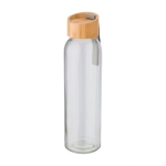 Flasche mit Bambusverschluss und Silikonband, 600 ml farbe transparent erste Ansicht