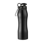 Stahlflasche mit Karabiner und Ausgießer für Wanderer, 700 ml farbe schwarz erste Ansicht