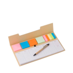 Haftnotizenset mit farbigen Post-It und Wochenplaner für Organisation farbe braun Ansicht mit Druckbereich