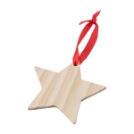 Sternförmige Dekoration aus Holz mit roter Weihnachtsschleife farbe braun 41603.75