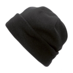 Beanie aus Polyester-Fleece als Werbeartikel zum Verschenken farbe schwarz erste Ansicht