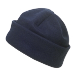 Beanie aus Polyester-Fleece als Werbeartikel zum Verschenken farbe dunkelblau erste Ansicht