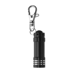 Aluminium Schlüsselanhänger mit 3 LED-Taschenlampen und Karabiner farbe schwarz erste Ansicht