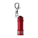 Aluminium Schlüsselanhänger mit 3 LED-Taschenlampen und Karabiner farbe rot 41603.75