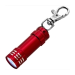 Aluminium Schlüsselanhänger mit 3 LED-Taschenlampen und Karabiner farbe rot dritte Ansicht