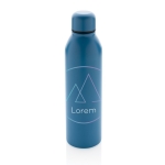 Recycelte Stahlflasche im Designer-Look als Werbeartikel, 500 ml farbe blau Ansicht mit Logo