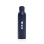 Recycelte Stahlflasche im Designer-Look als Werbeartikel, 500 ml farbe marineblau Ansicht mit Druckbereich