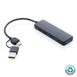 USB Hub aus 100% recyceltem ABS-Kunststoff als Werbeartikel farbe schwarz