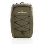 Praktischer Rucksack aus recycelten Materialien für Wanderung farbe militärgrün Ansicht mit Logo