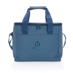 Nachhaltige Thermokühltasche mit Kapazität für 20 Dosen für Picknick farbe blau Ansicht mit Logo