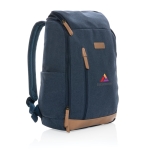 Umweltfreundlicher Laptop-Rucksack aus recyceltem Material, 15'' farbe blau Ansicht mit Logo