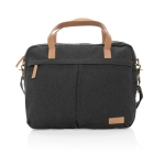 Laptoptasche aus recyceltem Canvas im natürlichen Design, 15,6” farbe schwarz zweite Ansicht