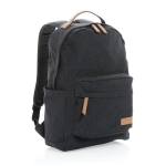 Laptop-Rucksack im Vintage-Stil aus recyceltem Canvas, 14” farbe schwarz sechste Ansicht