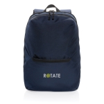 Designer-Laptoprucksack aus recyceltem Polyester, 15,6'' farbe marineblau Ansicht mit Logo