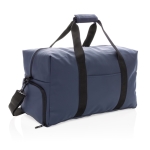 Elegante Reisetasche aus synthetischem Leder mit Außentasche farbe marineblau