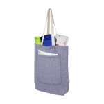 Recycelte Baumwolltasche mit Vordertasche mit Logo, 150 g/m2 farbe blau zweite Ansicht