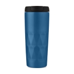 Thermosbecher mit geometrischem Design mit Deckel bedrucken, 450 ml farbe blau Ansicht mit Tampondruck